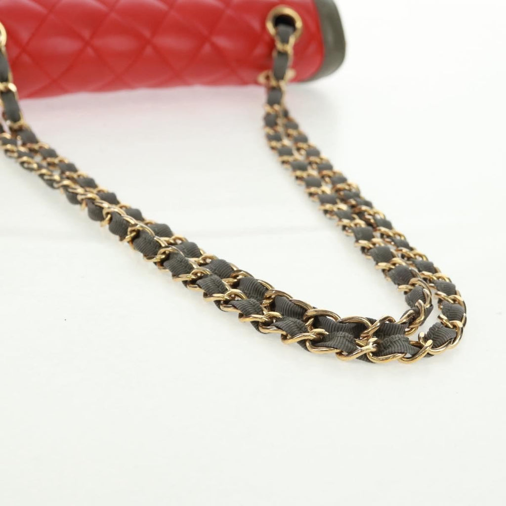 Chanel Two Tone Flap Bag Quilted Lambskin Red Leather Shoulder Bag Bag