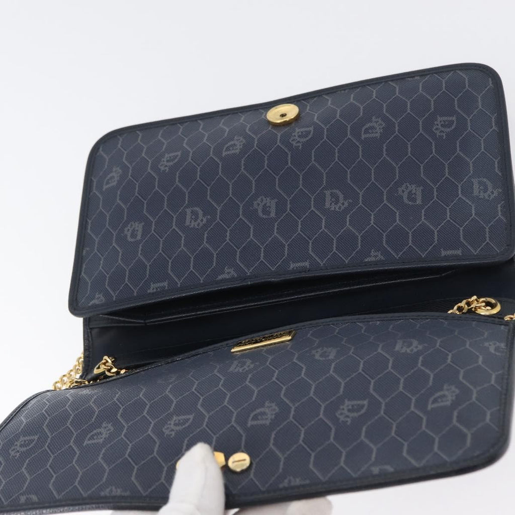 Christian Dior Vintage Chain Flap Shoulder Bag Leather Navy Leather Shoulder Bag Bag (Pre-Owned)