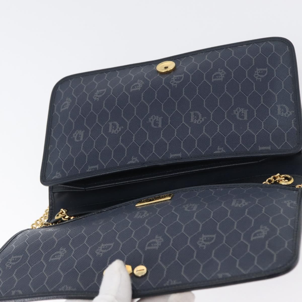 Christian Dior Vintage Chain Flap Shoulder Bag Leather Navy Leather Shoulder Bag Bag (Pre-Owned)