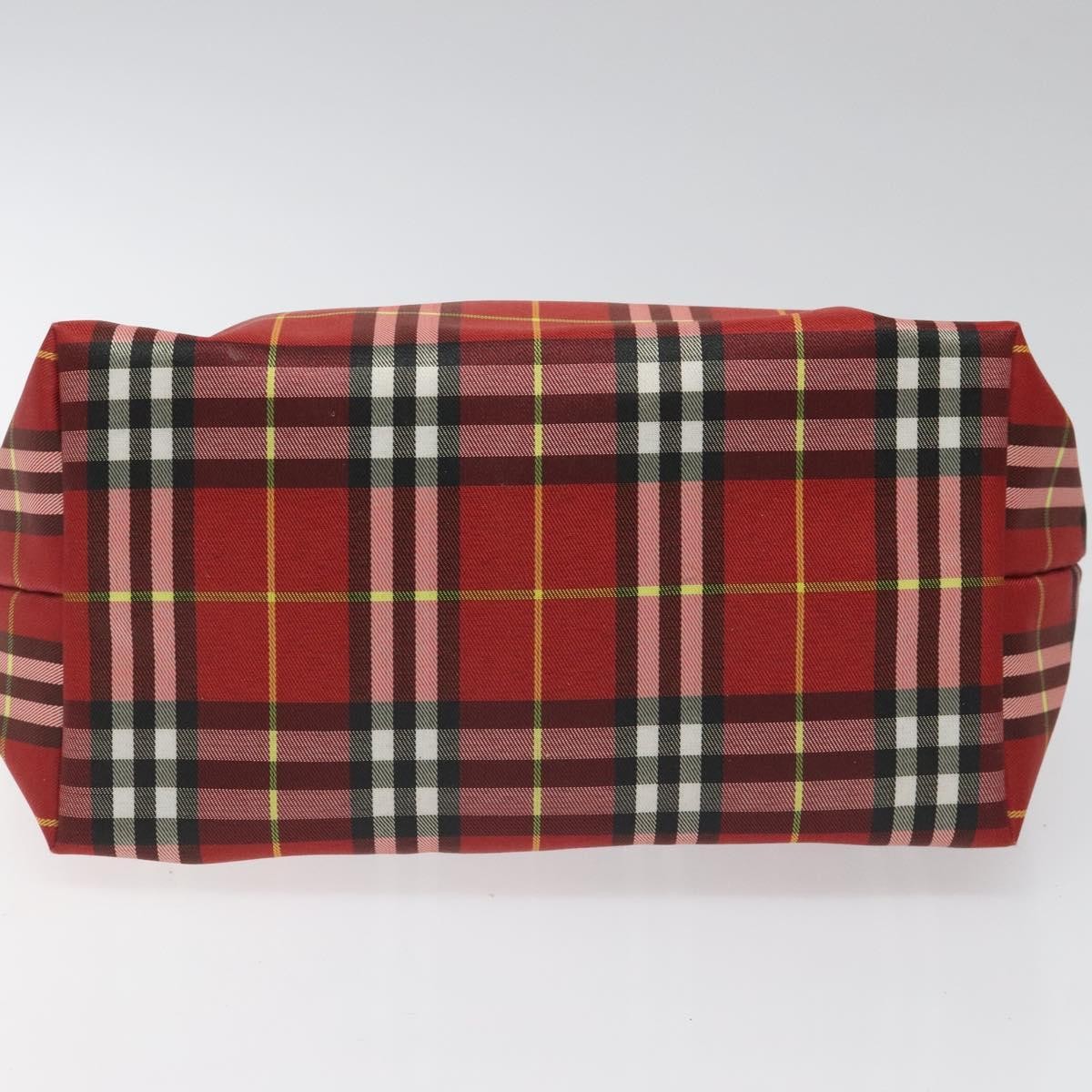 Burberry Nova Check Handbag Leather And Nylon Red Nylon Handbag