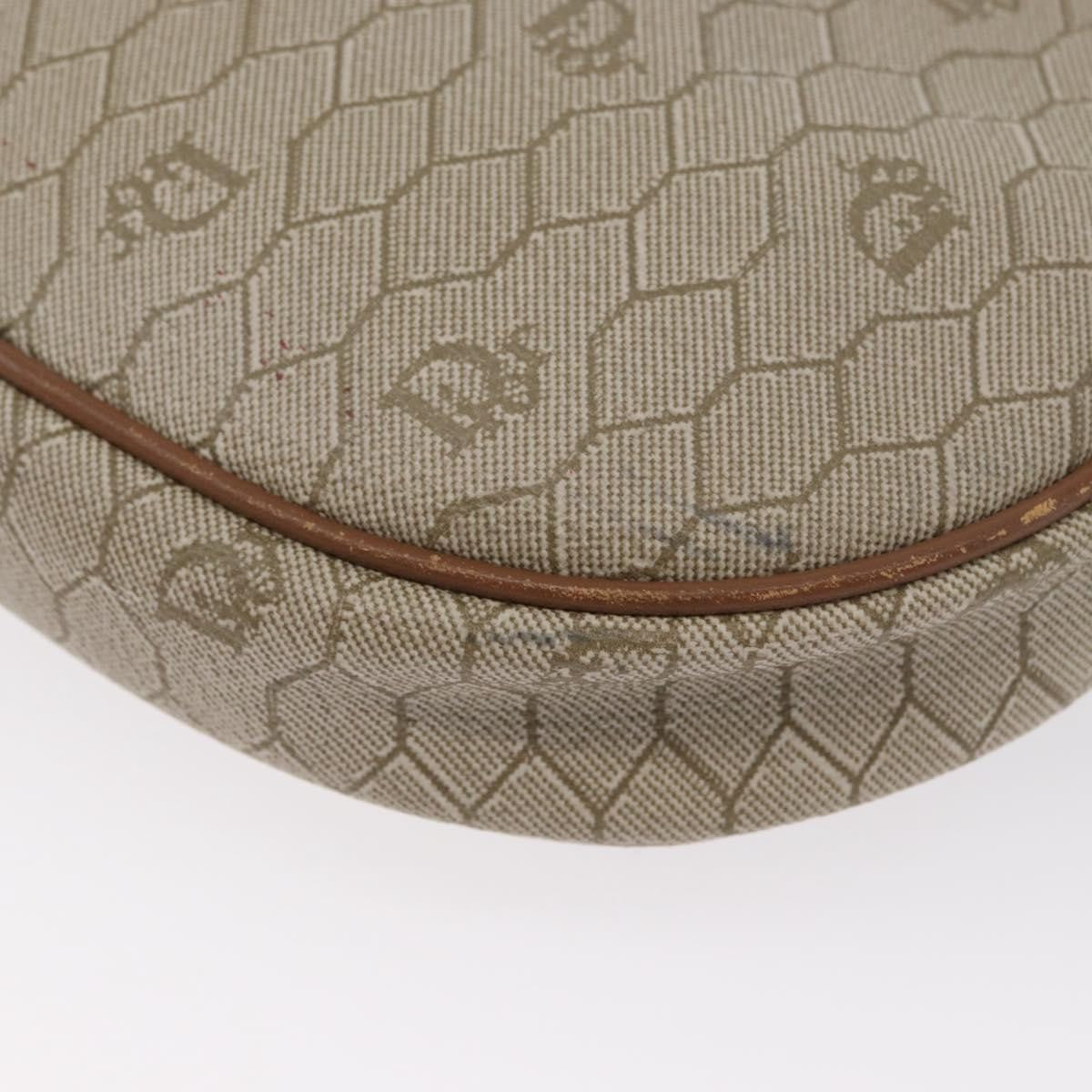 Christian Dior Vintage Honeycomb Shoulder Bag Canvas And Leather Beige Canvas Shoulder Bag Bag (Pre-Owned)