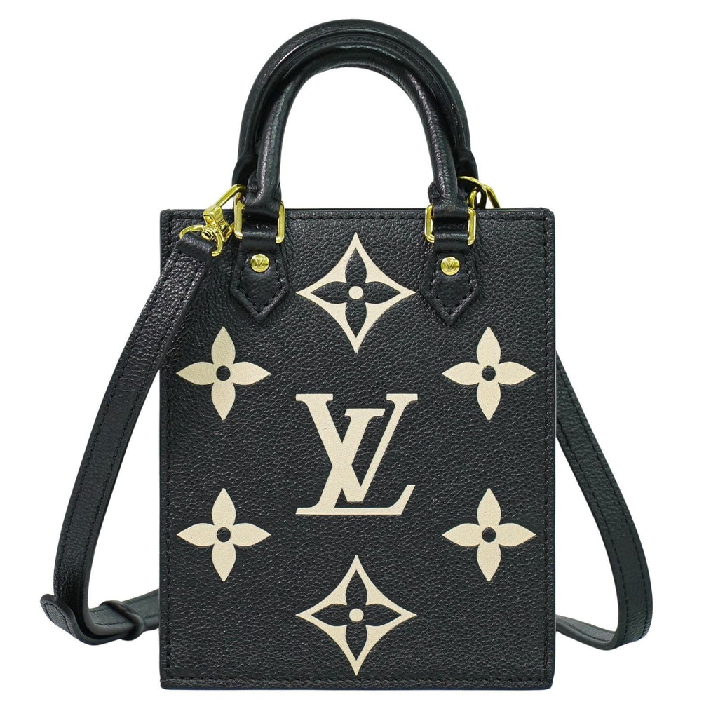 Louis Vuitton Petit Sac Plat Bag Bicolor Monogram Empreinte Giant Black Leather Tote Bag