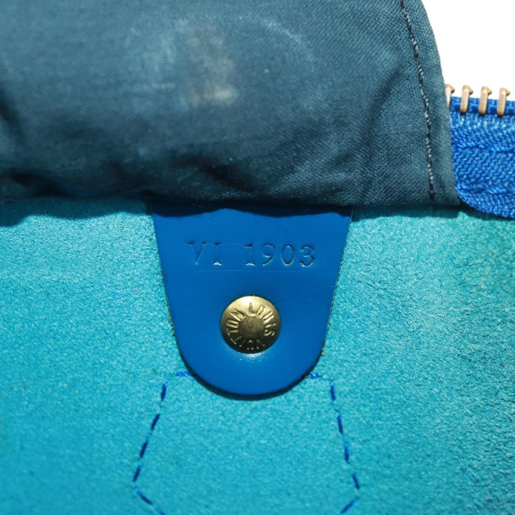 Louis Vuitton Speedy Handbag Epi Leather Blue Leather Handbag