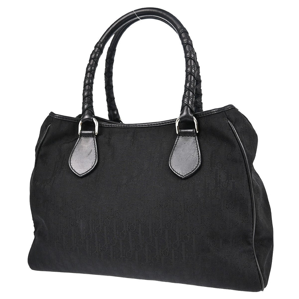 Christian Dior Lovely Tote Diorissimo Canvas Black Canvas Tote Bag Bag (Pre-Owned)