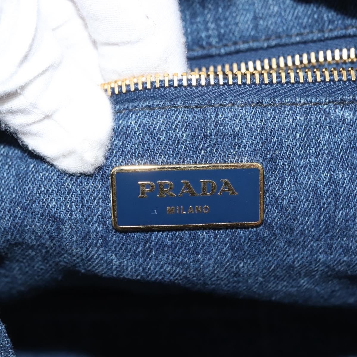Prada Canapa Convertible Tote Denim Blue Denim_Jeans Bag
