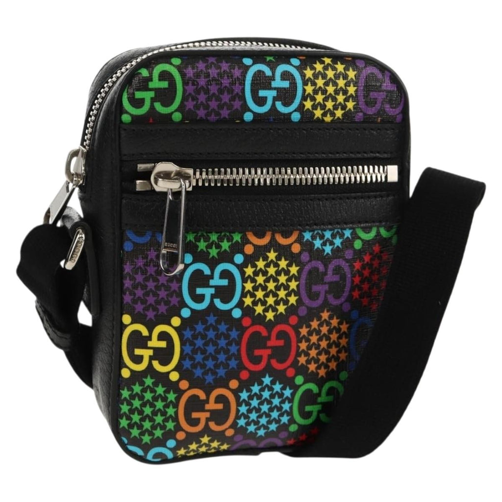 Gucci Front Zip Messenger Bag Psychedelic Print Gg Coated Canvas Multicolour Canvas Shoulder Bag Bag (Pre-Owned)