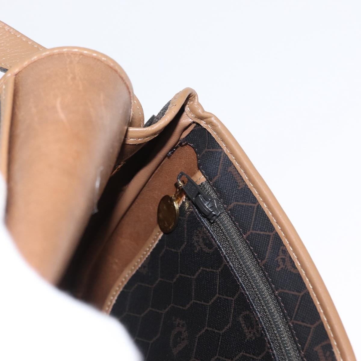 Christian Dior Vintage Honeycomb Flap Crossbody Bag Canvas And Leather Black Canvas Shoulder Bag Bag (Pre-Owned)