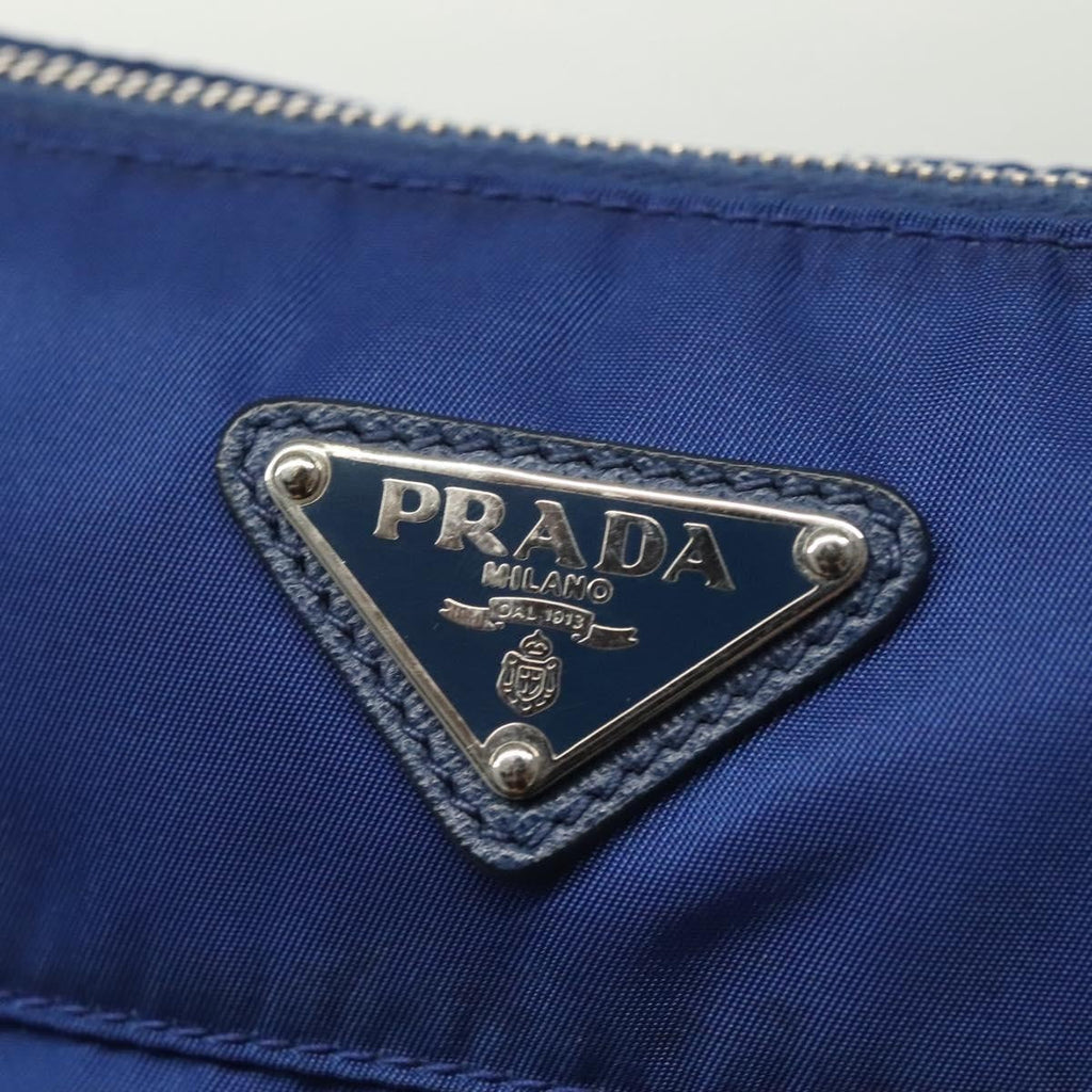 Prada Flat Messenger Tessuto With Leather Blue Nylon Shoulder Bag Bag