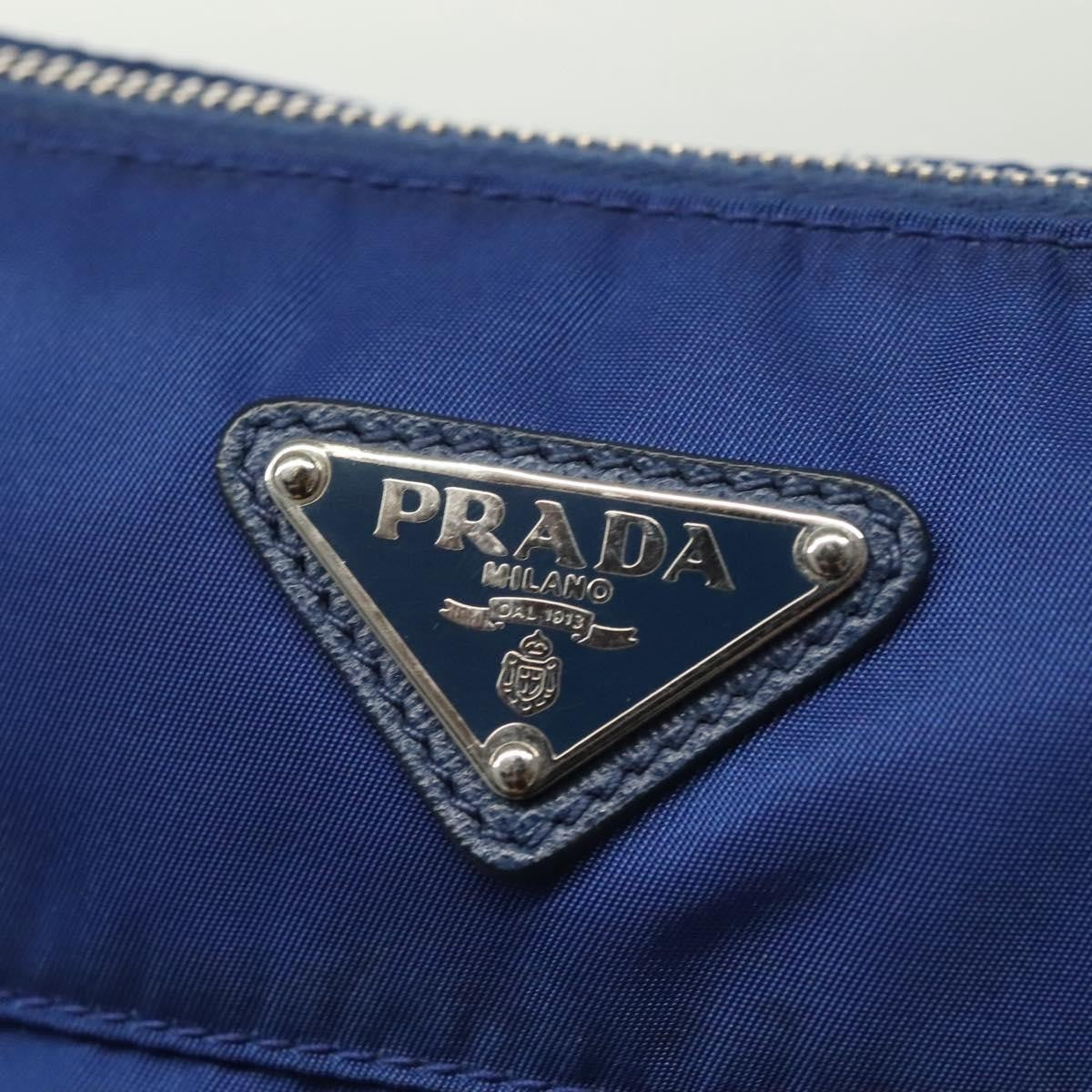 Prada Flat Messenger Tessuto With Leather Blue Nylon Shoulder Bag Bag