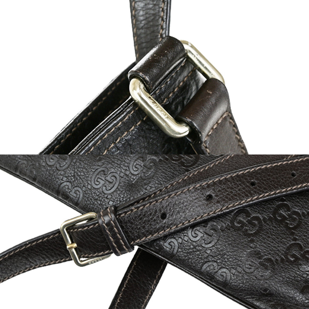Gucci Guccissima Shoulder Bag Brown Leather Shoulder Bag Bag (Pre-Owned)