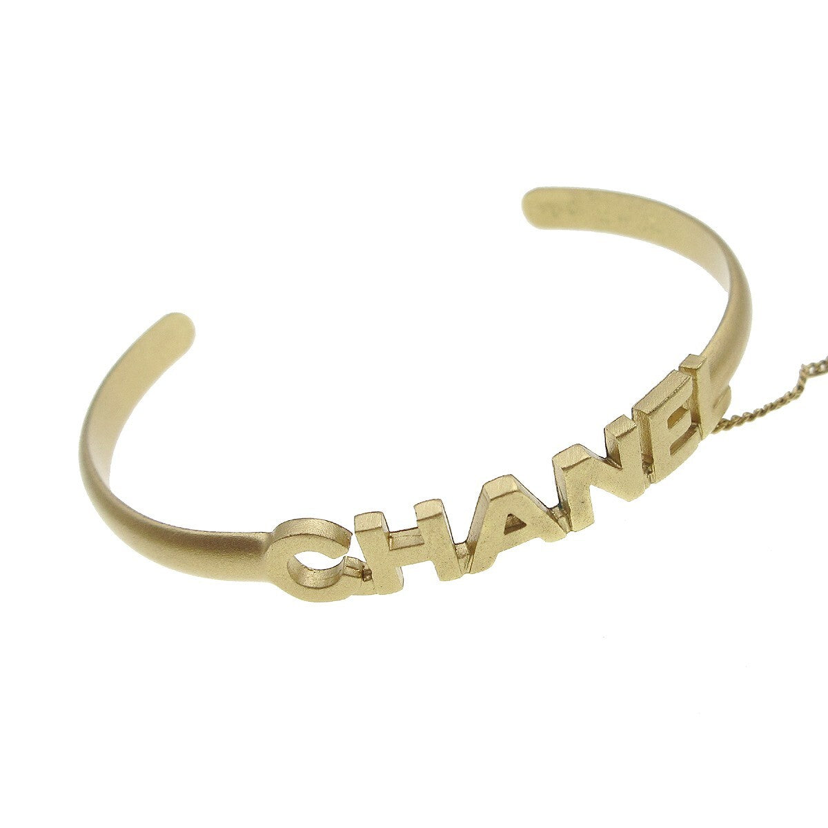 Chanel Logo Bangle With Chain Attached Cc Ring Metal With Crystal Gold Gold_Plated Bracelet Jewelry