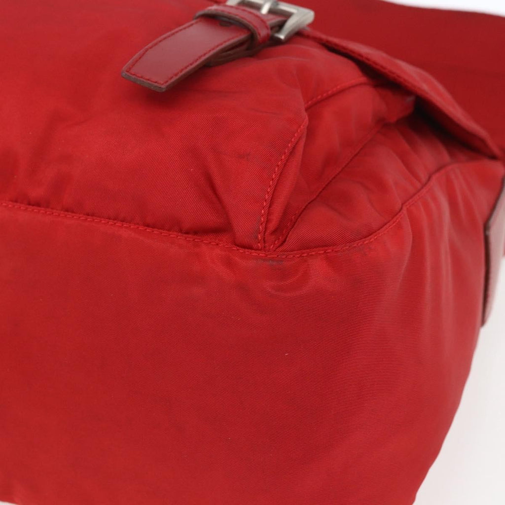 Prada Zip Buckle Messenger Bag Tessuto Red Nylon Shoulder Bag Bag