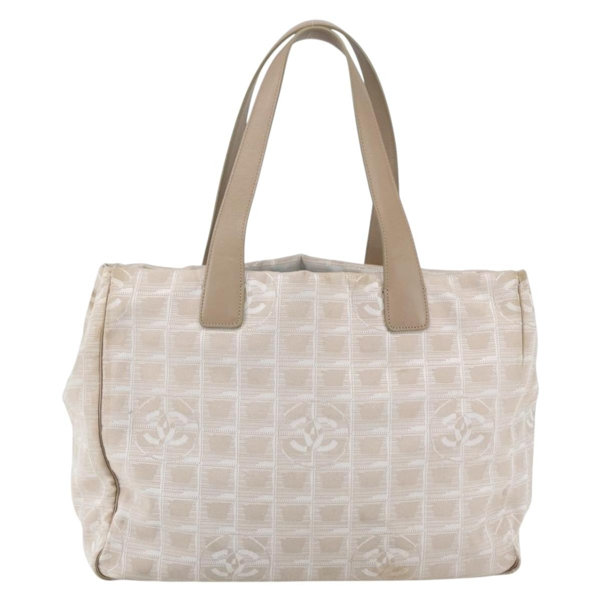 Chanel Travel Line Tote Nylon Beige Nylon Handbag