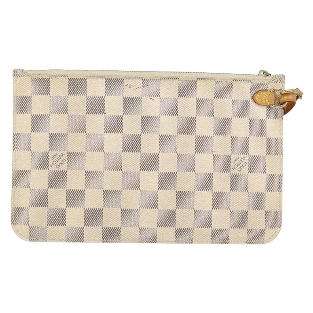 Louis Vuitton Neverfull Pochette Damier White Canvas Clutche & Pouche Bag