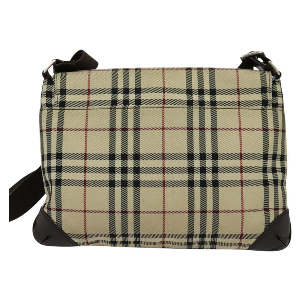 Burberry Vintage Flap Crossbody Bag Haymarket Canvas Beige Nylon Shoulder Bag