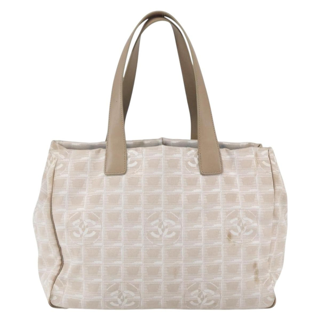Chanel Travel Line Tote Nylon Beige Nylon Handbag