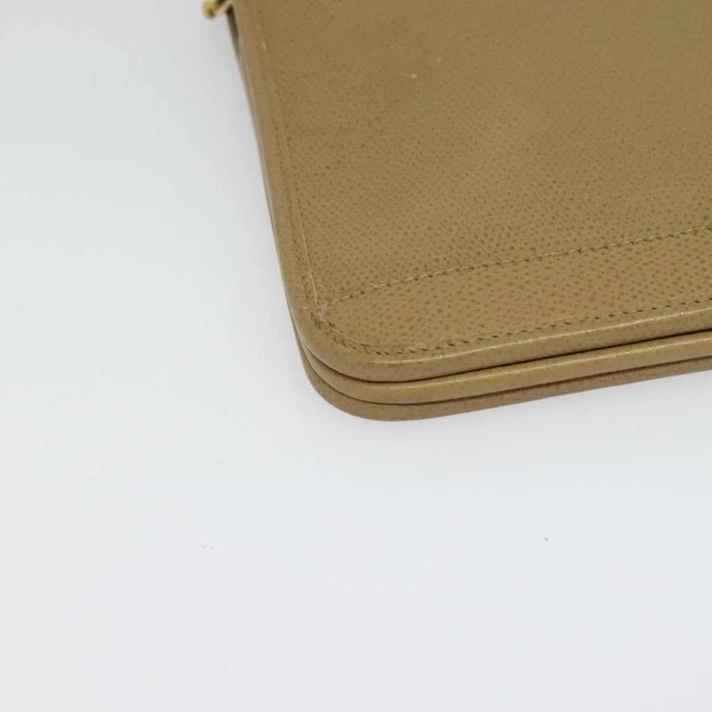 Christian Dior Vintage Chain Flap Shoulder Bag Leather Beige Leather Shoulder Bag Bag (Pre-Owned)