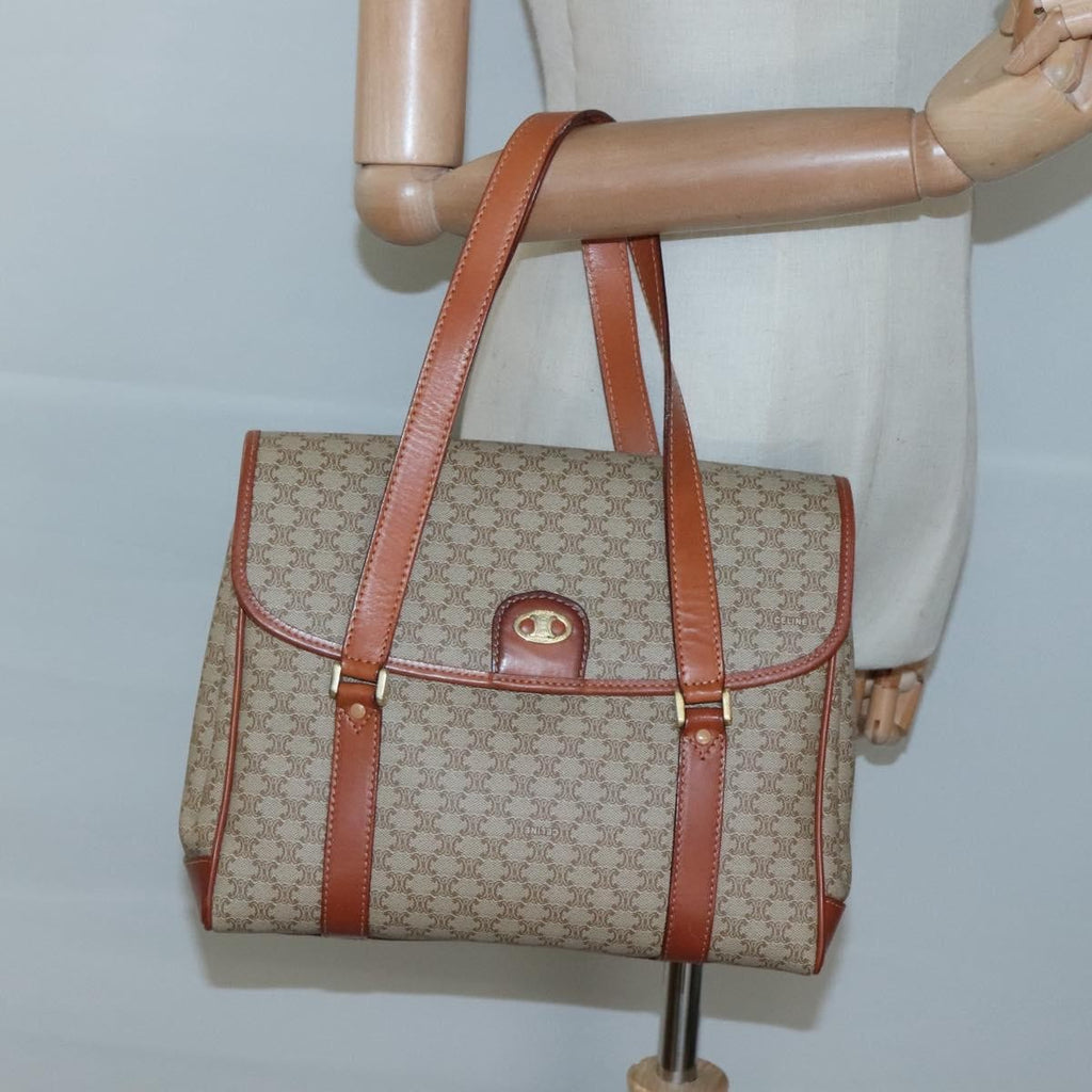 Celine Vintage Macadam Handbag Canvas And Leather Beige Canvas Handbag