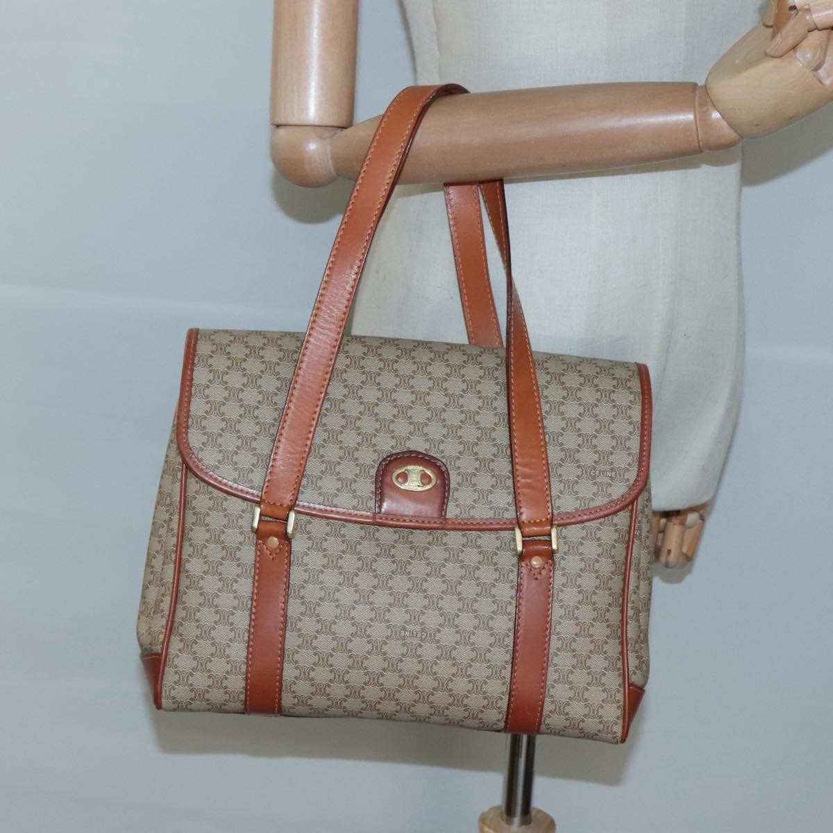 Celine Vintage Macadam Handbag Canvas And Leather Beige Canvas Handbag