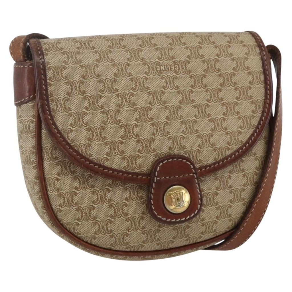 Celine Vintage Macadam Shoulder Bag Canvas And Leather Beige Pvc Shoulder Bag Bag