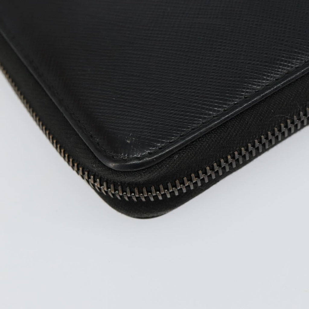 Prada Saffiano Wallet Leather Black Leather Wallets Accessory