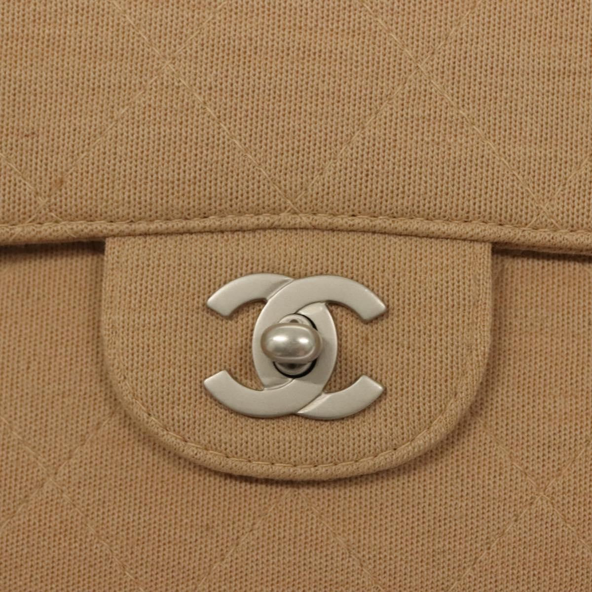 Chanel Matelasse Chain Shoulder Bag Leather Beige Cotton Shoulder Bag Bag