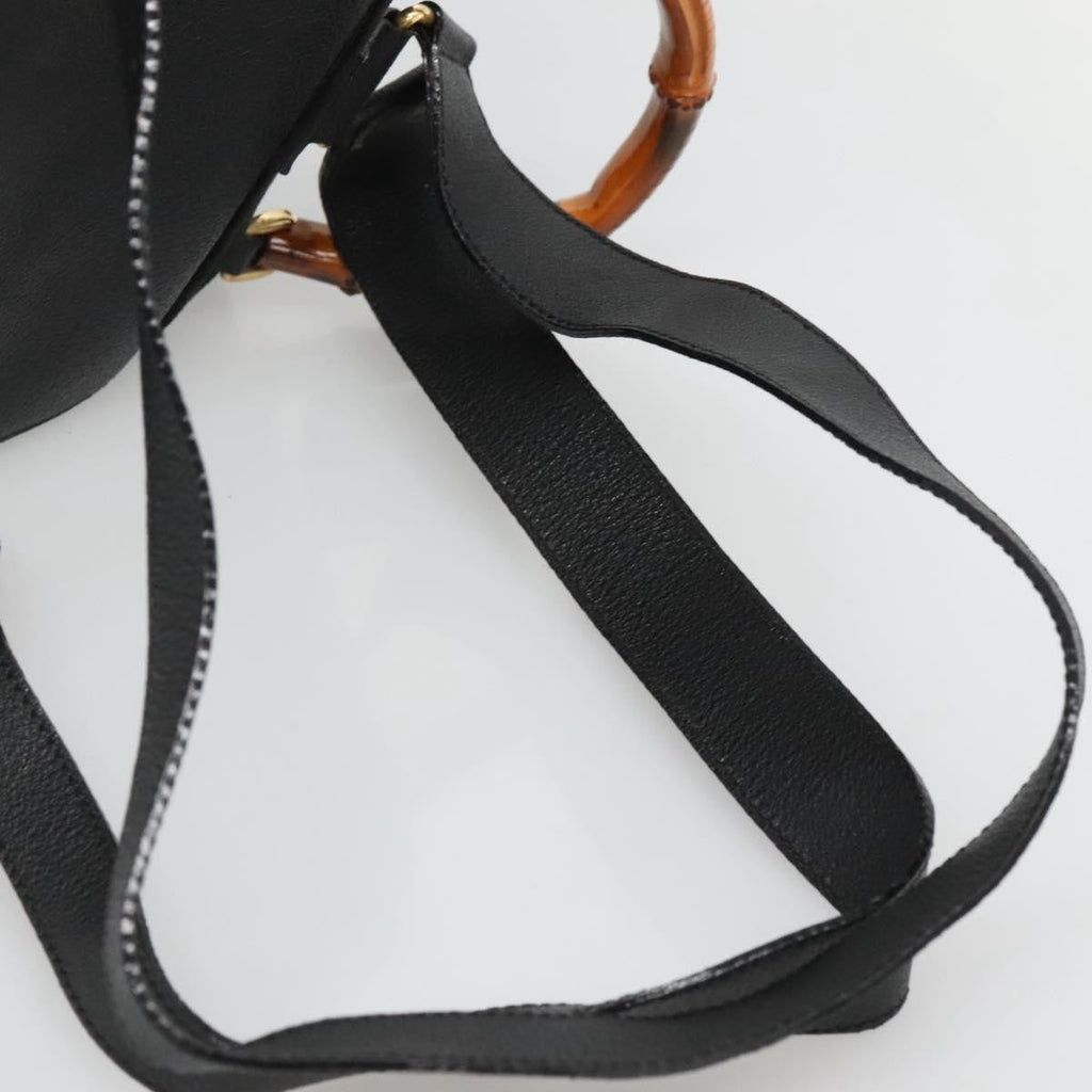 Gucci Vintage Bamboo Backpack Suede And Leather Black Suede Backpack Bag (Pre-Owned)