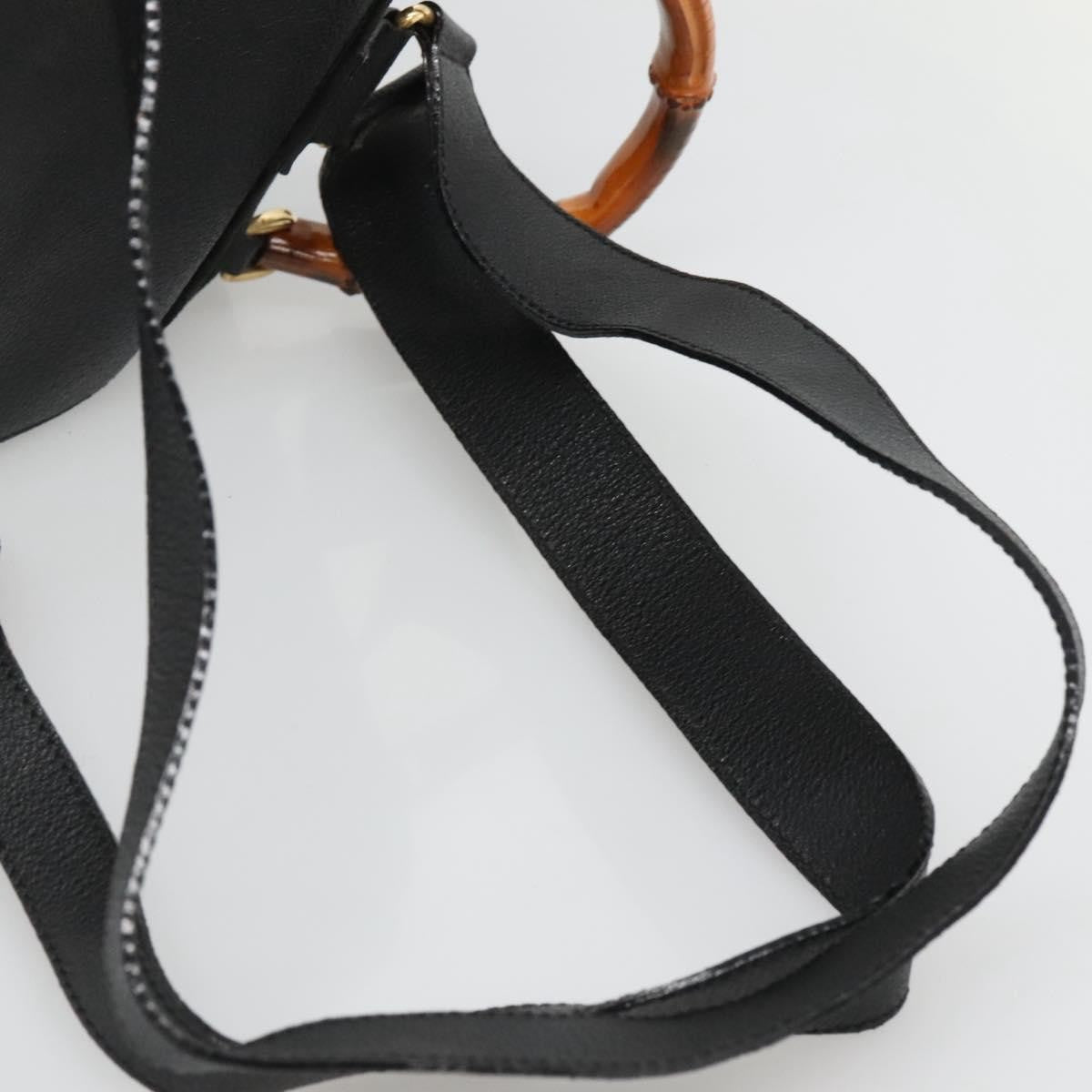Gucci Vintage Bamboo Backpack Suede And Leather Black Suede Backpack Bag (Pre-Owned)