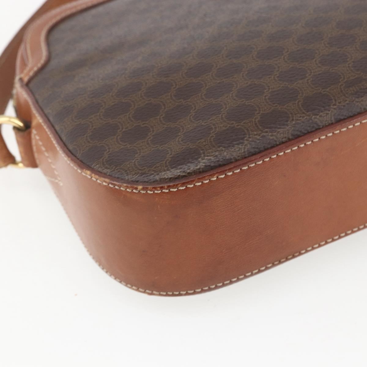 Celine Vintage Macadam Shoulder Bag Canvas And Leather Brown Canvas Shoulder Bag Bag