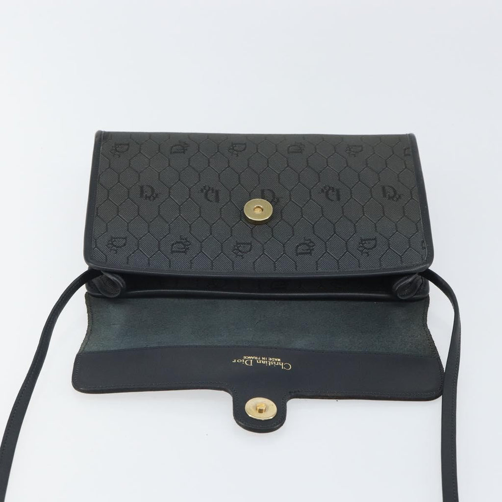 Christian Dior Vintage Honeycomb Flap Crossbody Bag Coated Canvas Black Pvc Shoulder Bag Bag (Pre-Owned)