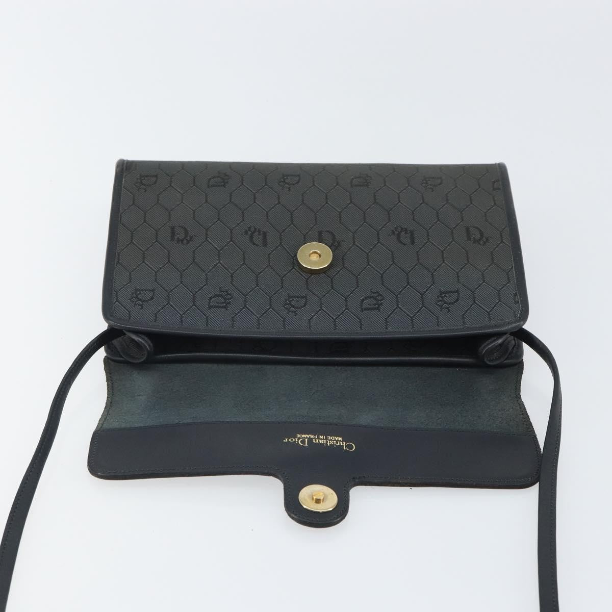Christian Dior Vintage Honeycomb Flap Crossbody Bag Coated Canvas Black Pvc Shoulder Bag Bag (Pre-Owned)