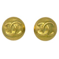 Chanel Vintage Cc Round Clip-On Earrings Metal Gold Gold_Plated Earrings Jewelry