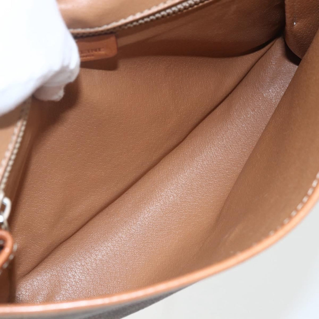 Celine Vintage Macadam Shoulder Bag Canvas And Leather Brown Canvas Shoulder Bag Bag
