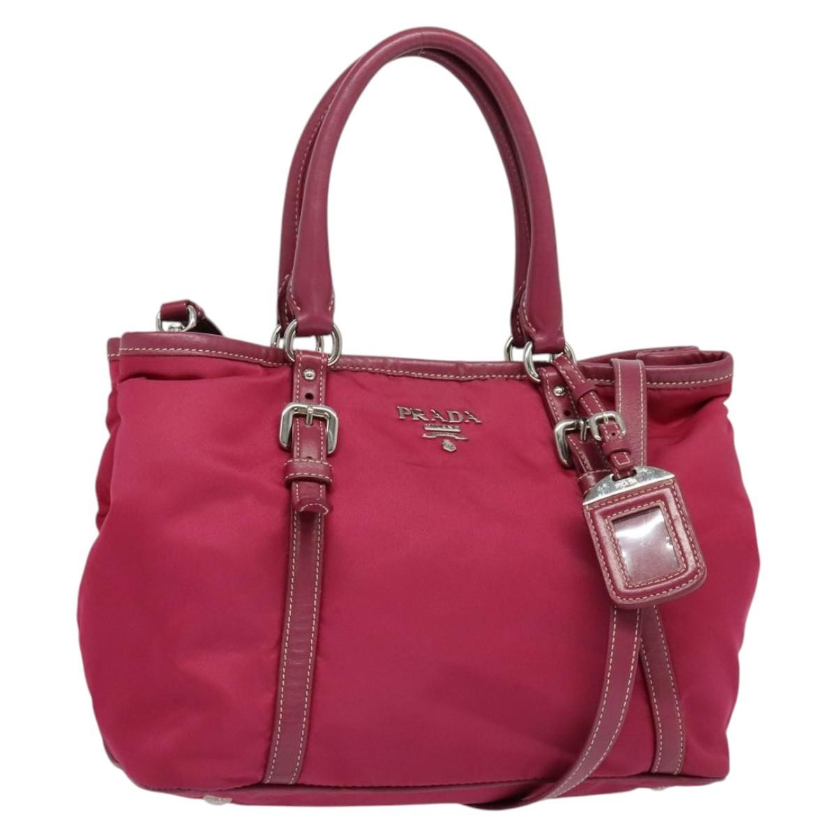 Prada Convertible Belted Hobo Tessuto With Leather Pink Nylon Tote Bag Bag