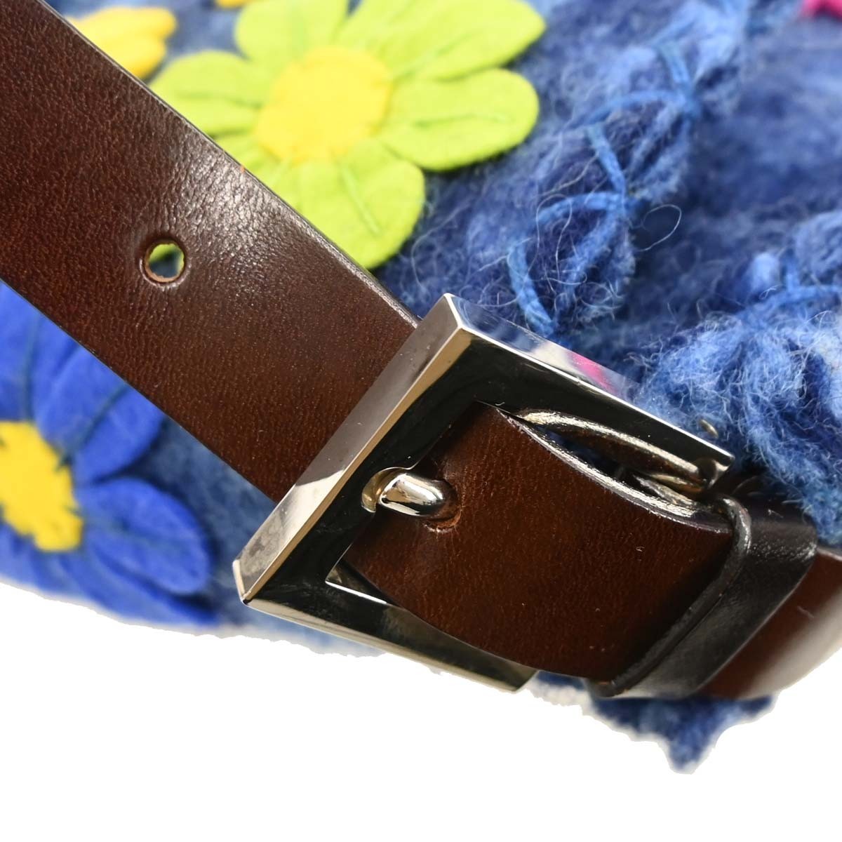 Fendi Baguette Bag Patent Blue Felt,Leather Handbag
