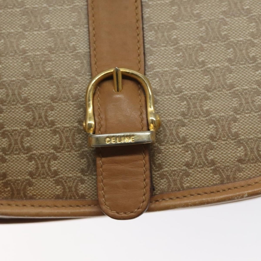Celine Vintage Macadam Shoulder Bag Canvas And Leather Beige Canvas Shoulder Bag Bag