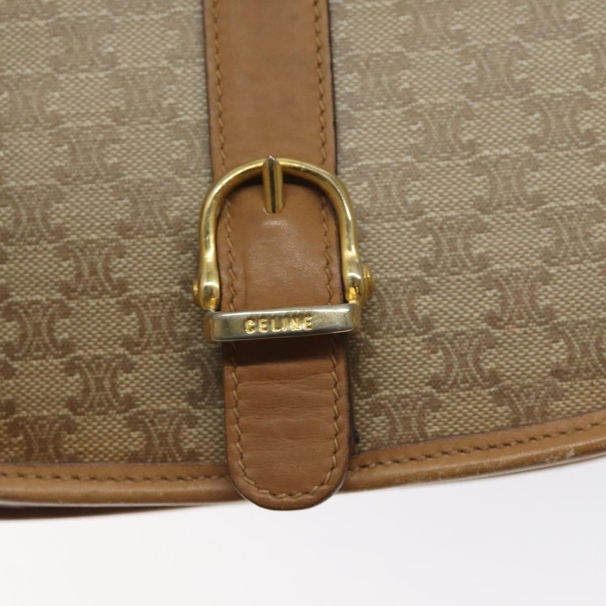 Celine Vintage Macadam Shoulder Bag Canvas And Leather Beige Canvas Shoulder Bag Bag
