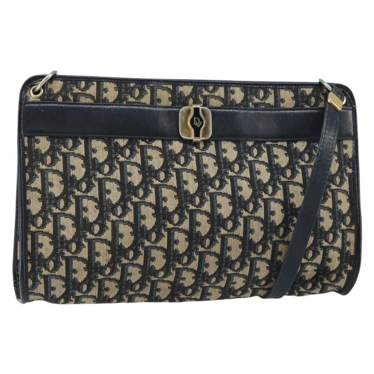 Christian Dior Vintage Trotter Shoulder Bag Canvas Navy Canvas Shoulder Bag Bag (Pre-Owned)