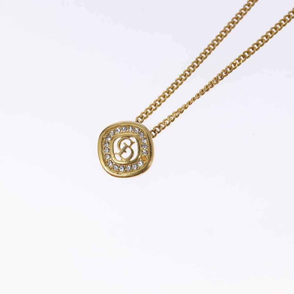 Christian Dior Cd Round Pendant Necklace Metal And Crystals Gold Metal Jewelry (Pre-Owned)