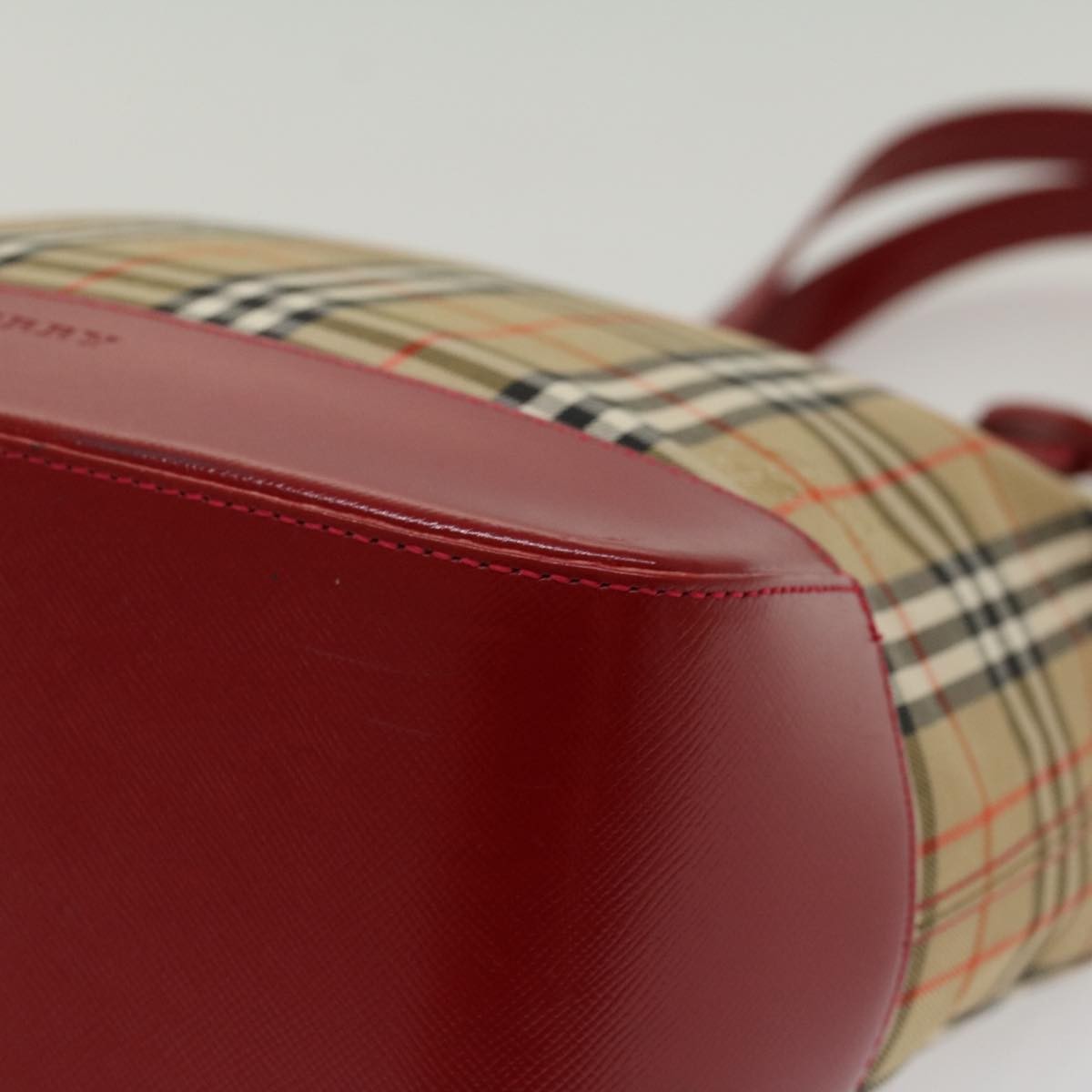Burberry Nova Check Tote Nylon And Leather Beige Nylon Tote Bag