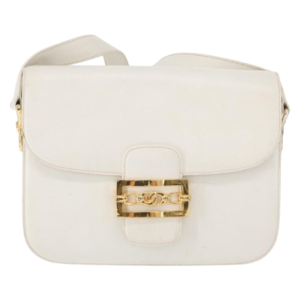 Celine Vintage Shoulder Bag Leather White Leather Shoulder Bag Bag