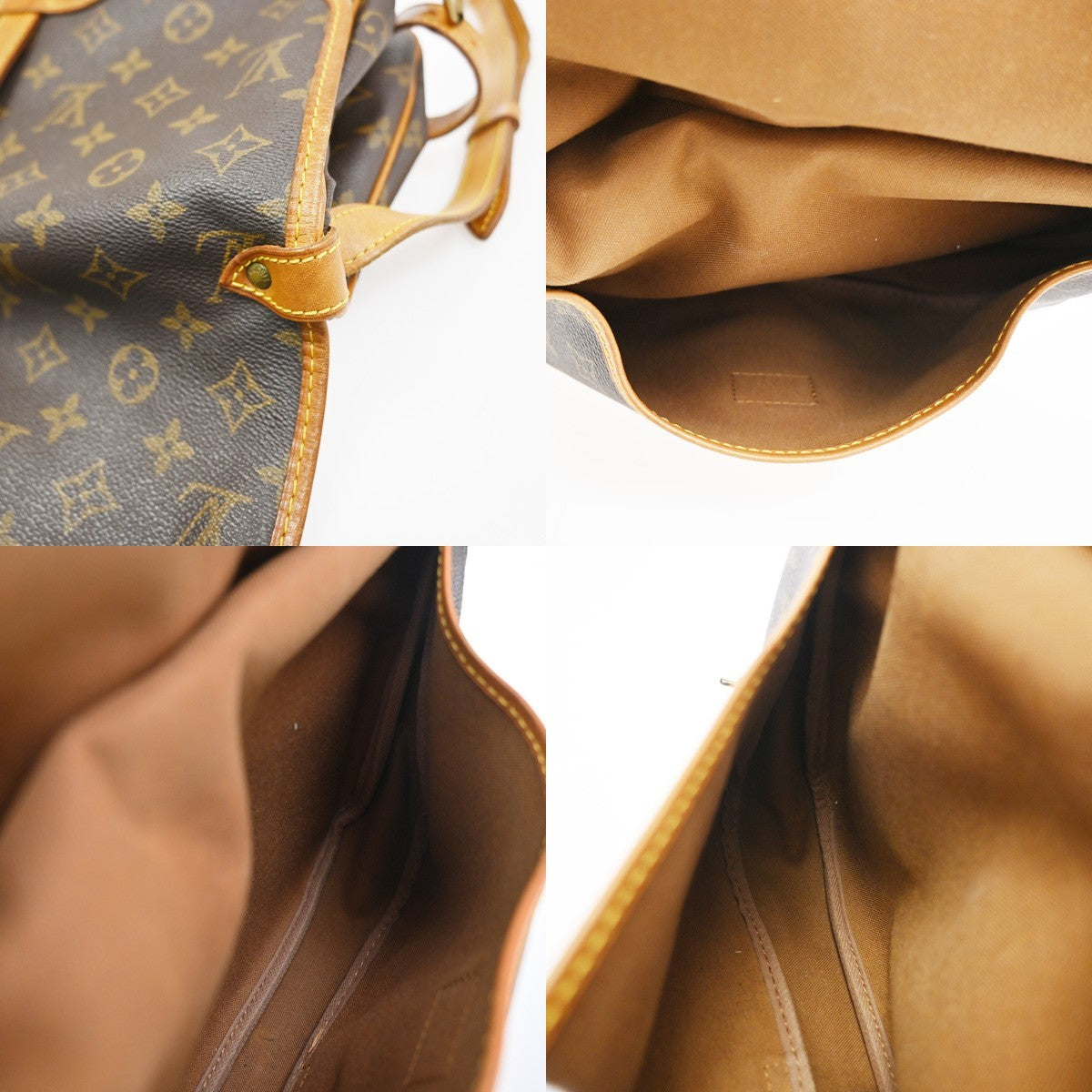 Louis Vuitton Saumur Handbag Monogram Canvas Brown Canvas Shoulder Bag