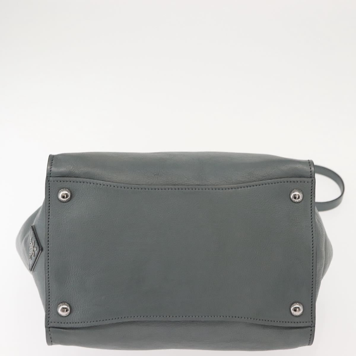 Prada Twin Pocket Lock Flap Tote Glace Calf Gray Leather Tote Bag Bag