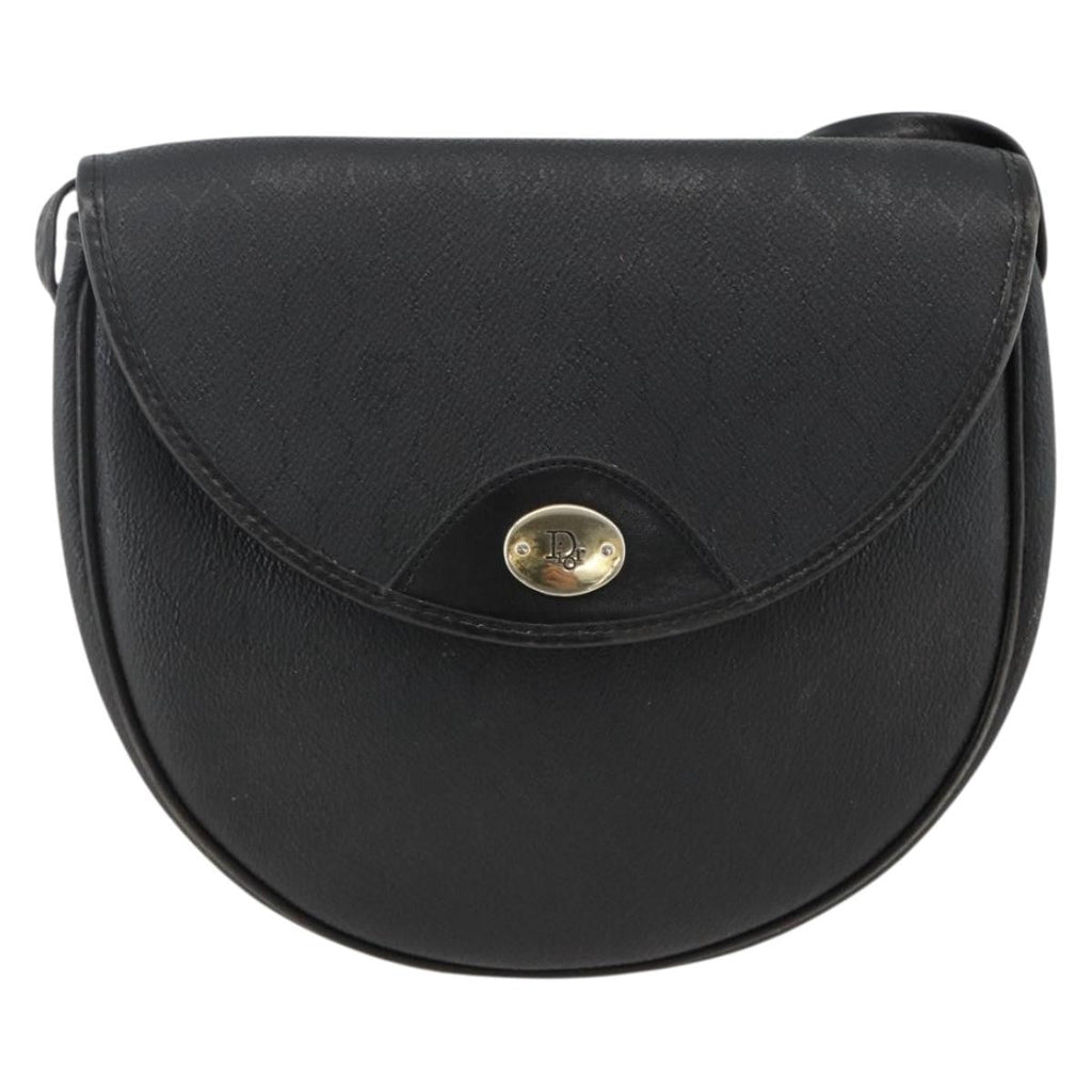Christian Dior Vintage Honeycomb Shoulder Bag Canvas And Leather Black Canvas Shoulder Bag Bag (Pre-Owned)