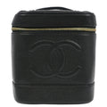 Chanel Vintage Timeless Cosmetic Case Caviar Black Leather Handbag