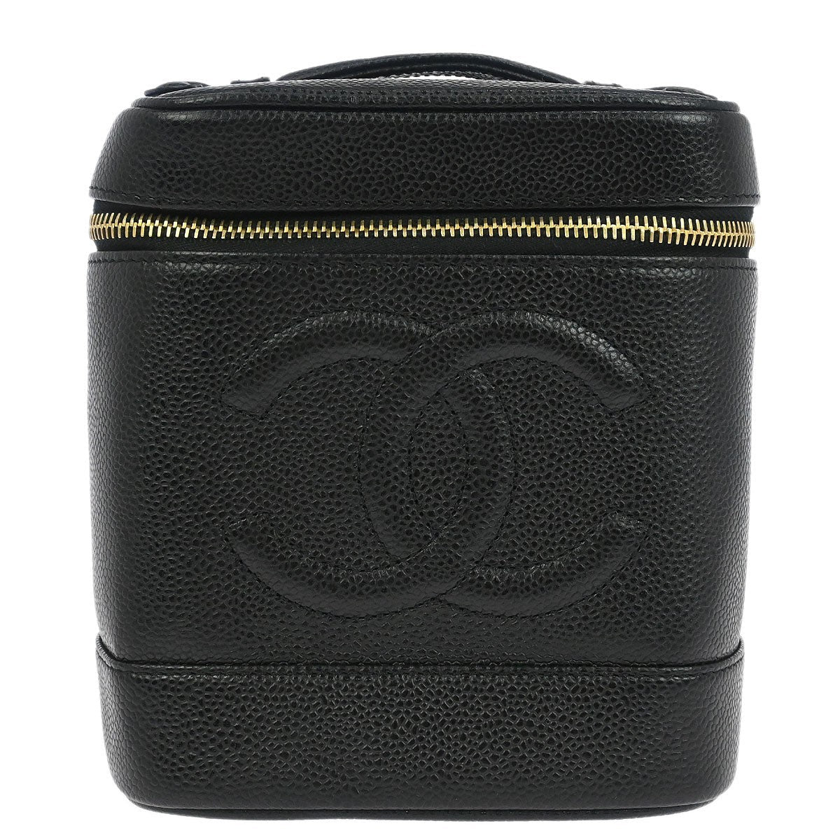 Chanel Vintage Timeless Cosmetic Case Caviar Black Leather Handbag