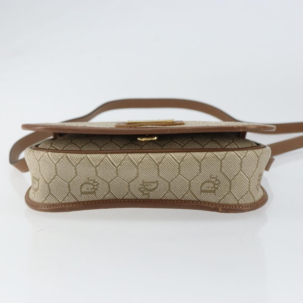 Christian Dior Vintage Honeycomb Flap Crossbody Bag Coated Canvas Beige Canvas Shoulder Bag Bag (Pre-Owned)
