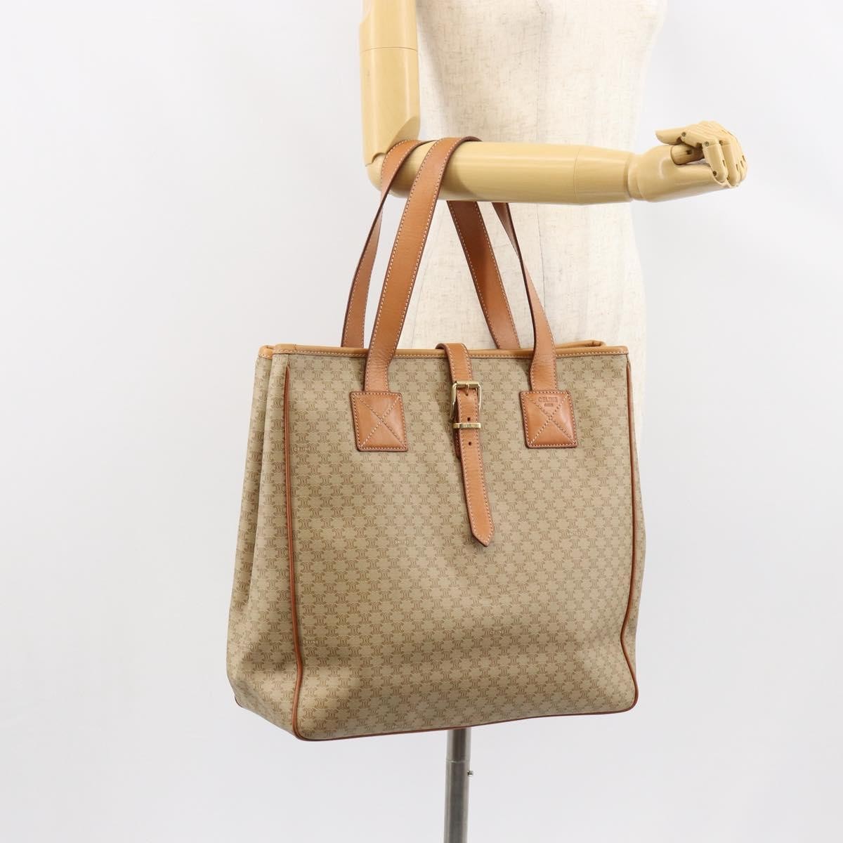 Celine Macadam Shoulder Bag Pvc Leather Beige Canvas Shoulder Bag Bag