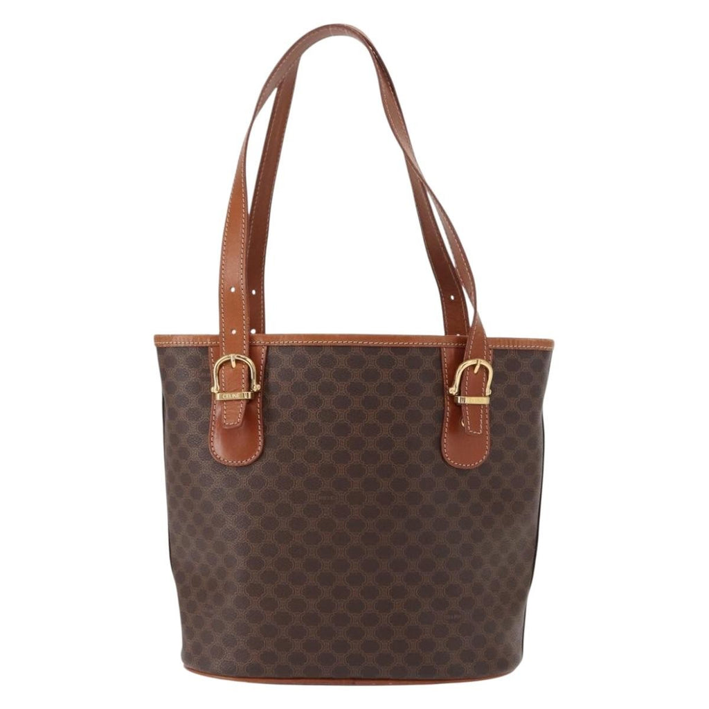Celine Vintage Macadam Shoulder Bag Canvas And Leather Brown Pvc Shoulder Bag Bag