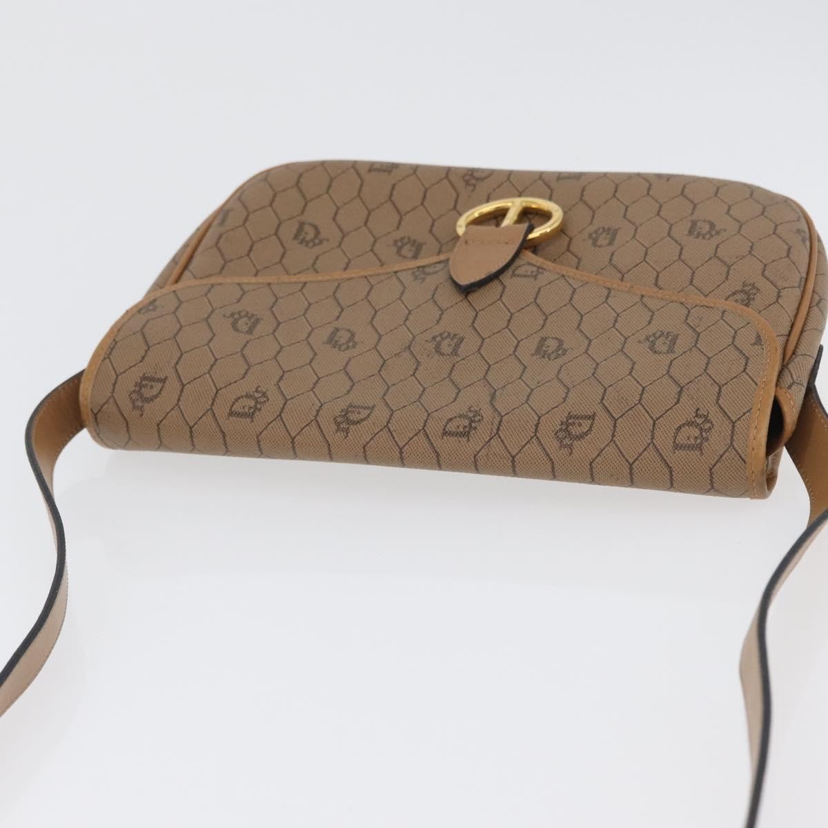 Christian Dior Vintage Honeycomb Shoulder Bag Canvas And Leather Beige Canvas Shoulder Bag Bag (Pre-Owned)